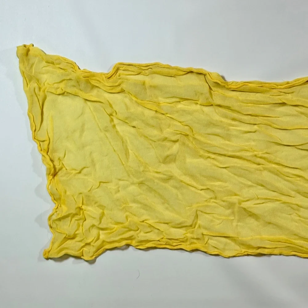 VTG Yellow Crinkle‎ Gauze Scarf Lightweight Boho Cottagecore Fairy Sun Wrap
